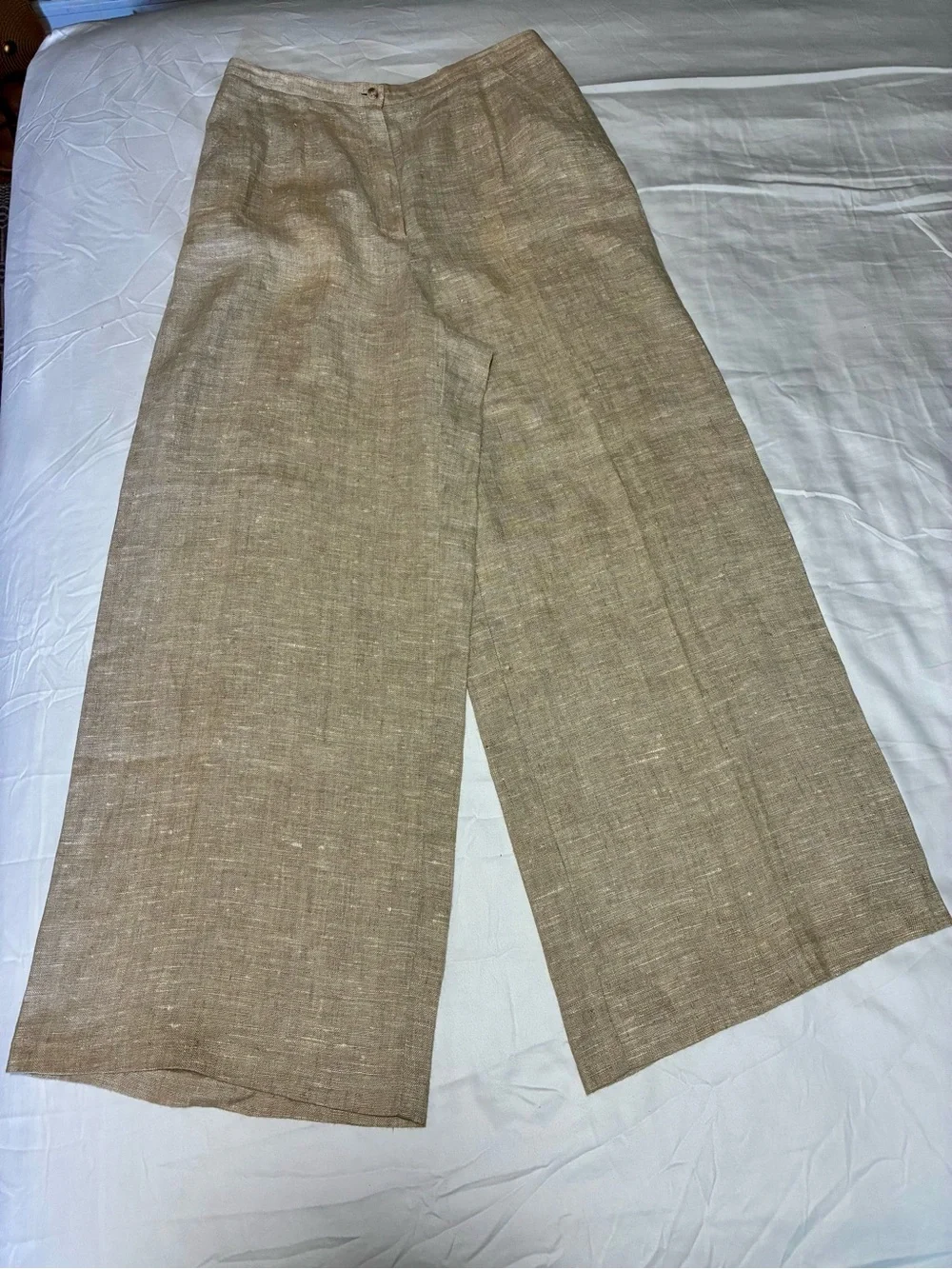 VTG Bernard Holtzman 12 Natural 💯 Thick Linen Wide Leg Pants Quiet Luxury EUC
